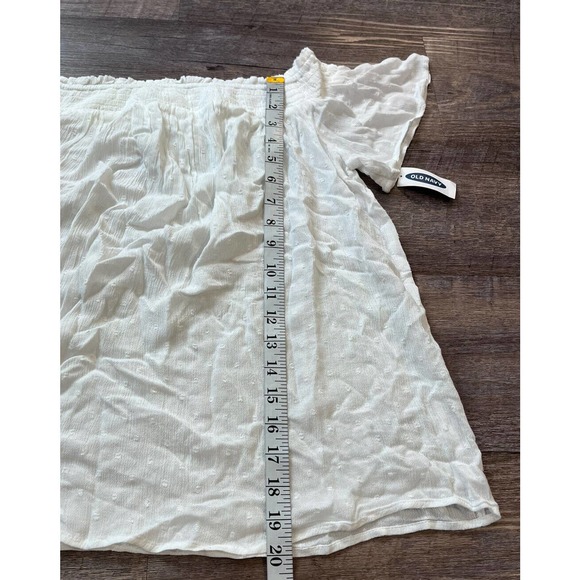Old Navy Womens Short Sleeve Off Shoulder Blouse Size Medium White Flowy O5 - Picture 6 of 7